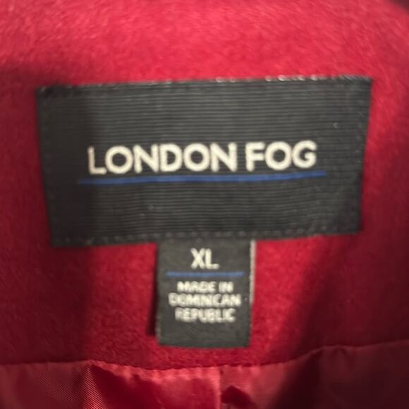 London Fog Scarlet Red Pea Coat Classic Wool-Blend Button Down Coat Size XL - Picture 7 of 8